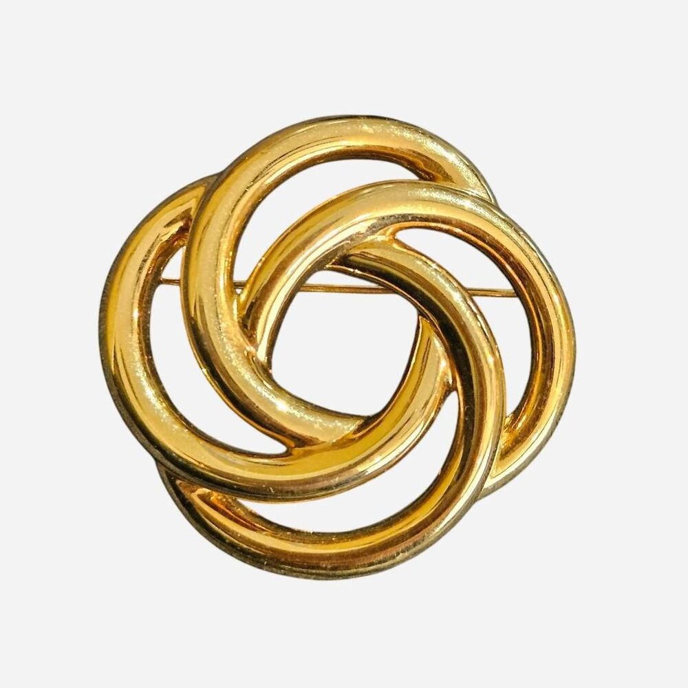 vintage boho whimsigoth knot gold tone brooch monet stamp